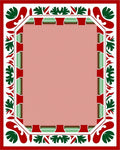 Crimson Green Leaf Border Medallion Rug