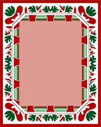 Crimson Green Leaf Border Medallion Rug