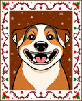 Festive Dog Christmas Holly Border Rug