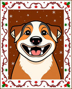 Festive Dog Christmas Holly Border Rug