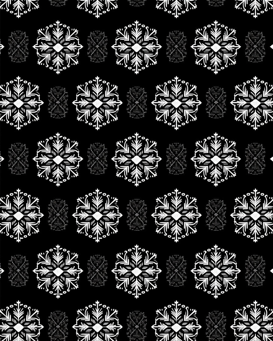 Monochromatic Black White Snowflake Mandala Rug
