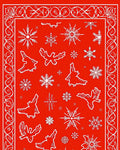 Red Snowflake Animal Winter Border Rug