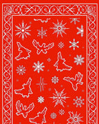Red Snowflake Animal Winter Border Rug
