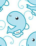 Cute Blue Whales Swirling Water Rug