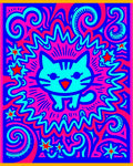 Vibrant Turquoise Cat Pink Explosion Rug