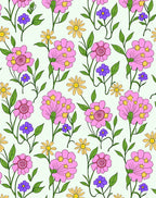 Pink Purple Yellow Floral Meadow Rug