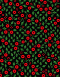 Red Berry Green Leaf Floral Rug