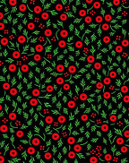 Red Berry Green Leaf Floral Rug