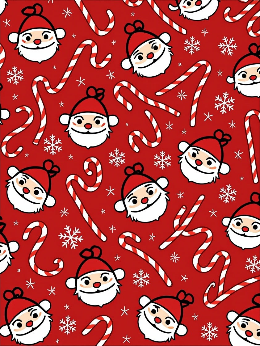 Whimsical Santa Candy Cane Snowflakes Rug