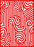 Bold Red Stripe Swirl Abstraction Rug