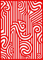 Bold Red Stripe Swirl Abstraction Rug