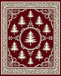 Crimson Cream Evergreen Forest Borders Rug