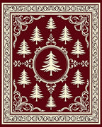 Crimson Cream Evergreen Forest Borders Rug