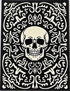 Black Ivory Skull Baroque Swirl Rug