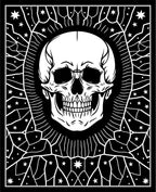 Dark Moon Skull Starburst Graphic Rug