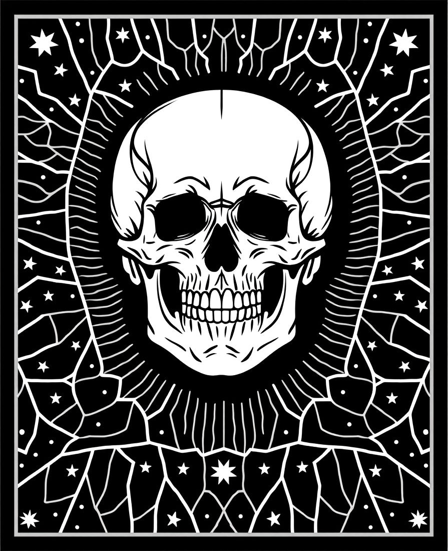 Dark Moon Skull Starburst Graphic Rug