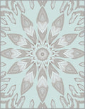Pale Aqua Sunburst Mandala Rug