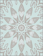 Pale Aqua Sunburst Mandala Rug