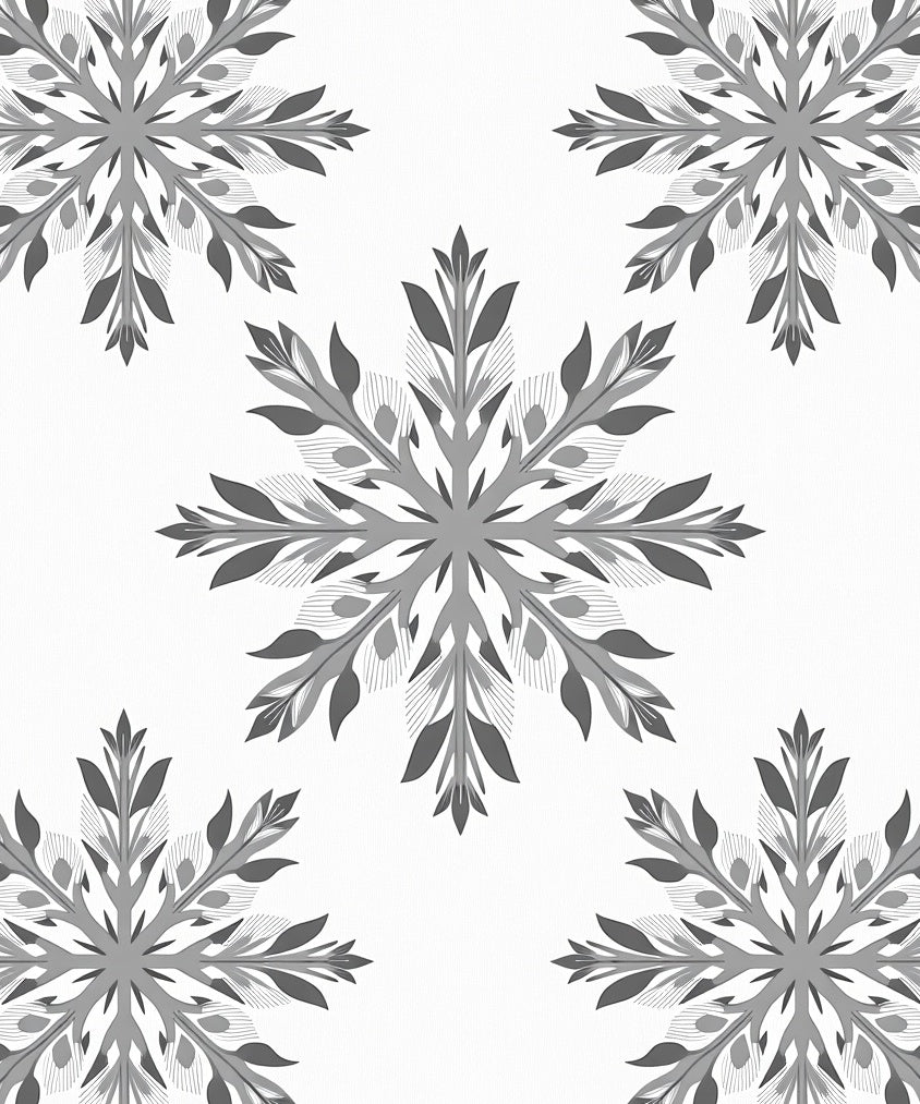 Gray Snowflake Garden Mandala Rug