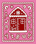 Festive Red Gingerbread House Pink Rug