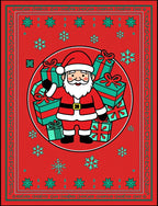 Cheerful Santa Gifts Snowflakes Red Rug