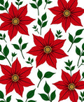 Vibrant Red Floral Leaf Arrangement Rug