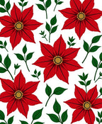 Vibrant Red Floral Leaf Arrangement Rug