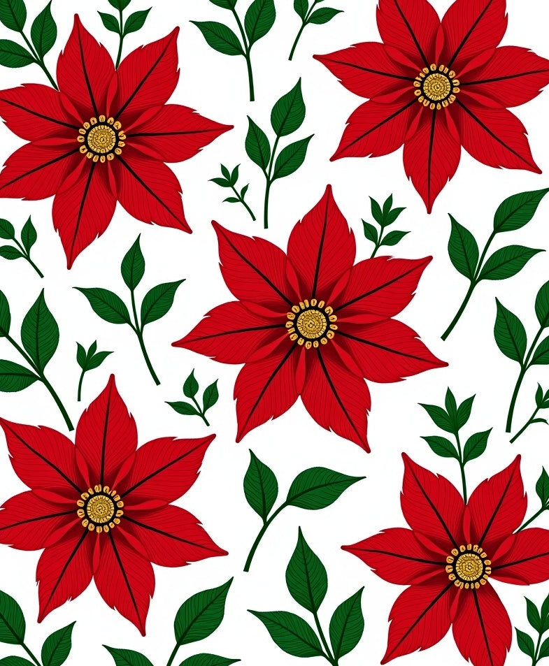 Vibrant Red Floral Leaf Arrangement Rug