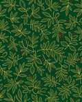 Emerald Green Golden Leaf Berry Rug