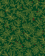 Emerald Green Golden Leaf Berry Rug