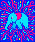 Blue Elephant Festive Streamers Rug
