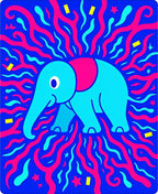 Blue Elephant Festive Streamers Rug