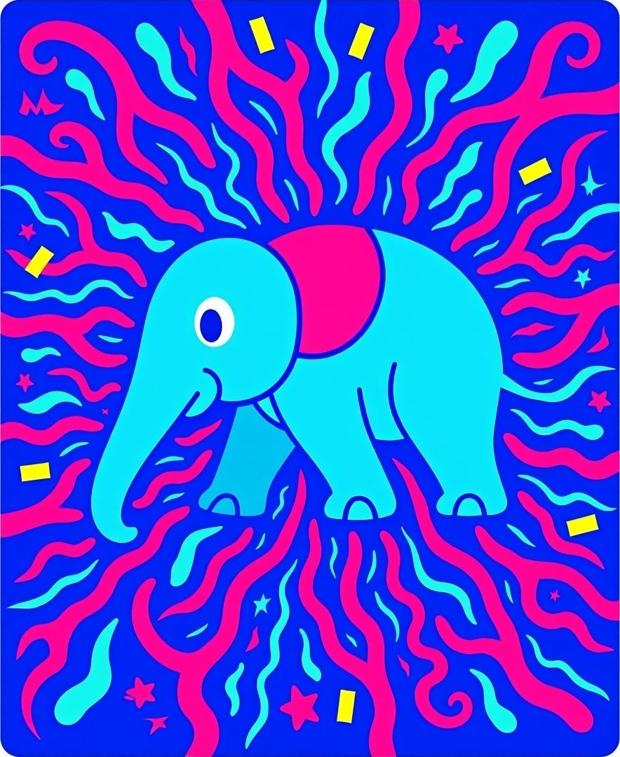 Blue Elephant Festive Streamers Rug