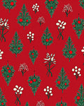 Crimson Evergreen Berry Cluster Floral Rug