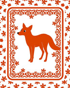 Orange Fox Floral Frame Rug