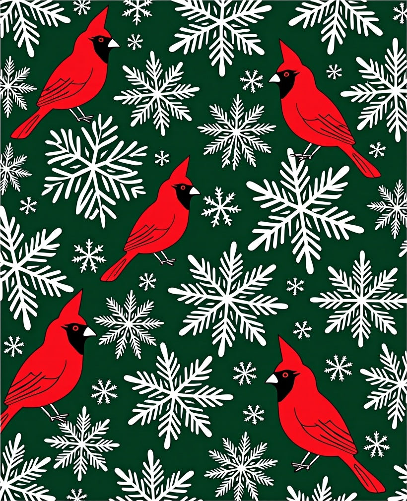 Red Cardinal And Snowflake Winter Rug