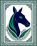 Navy Green Horse Head Crest Rug