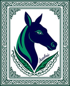 Navy Green Horse Head Crest Rug