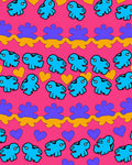 Playful blue creatures and hearts Rug