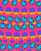 Playful blue creatures and hearts Rug