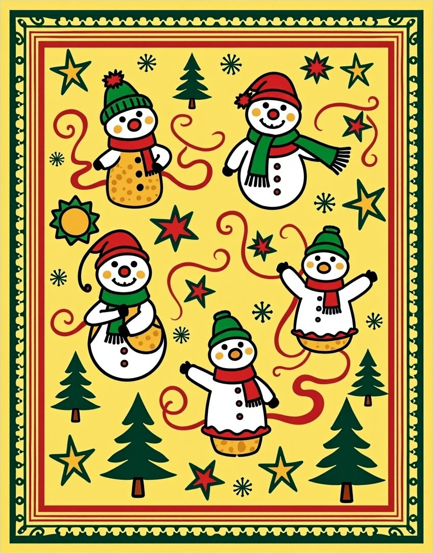 Jolly Snowman Christmas Celebration Rug