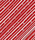 Red White Diagonal Stripe Star Rug