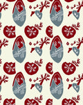 Red Gray Abstract Botanical Bloom Rug