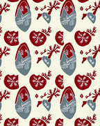Red Gray Abstract Botanical Bloom Rug
