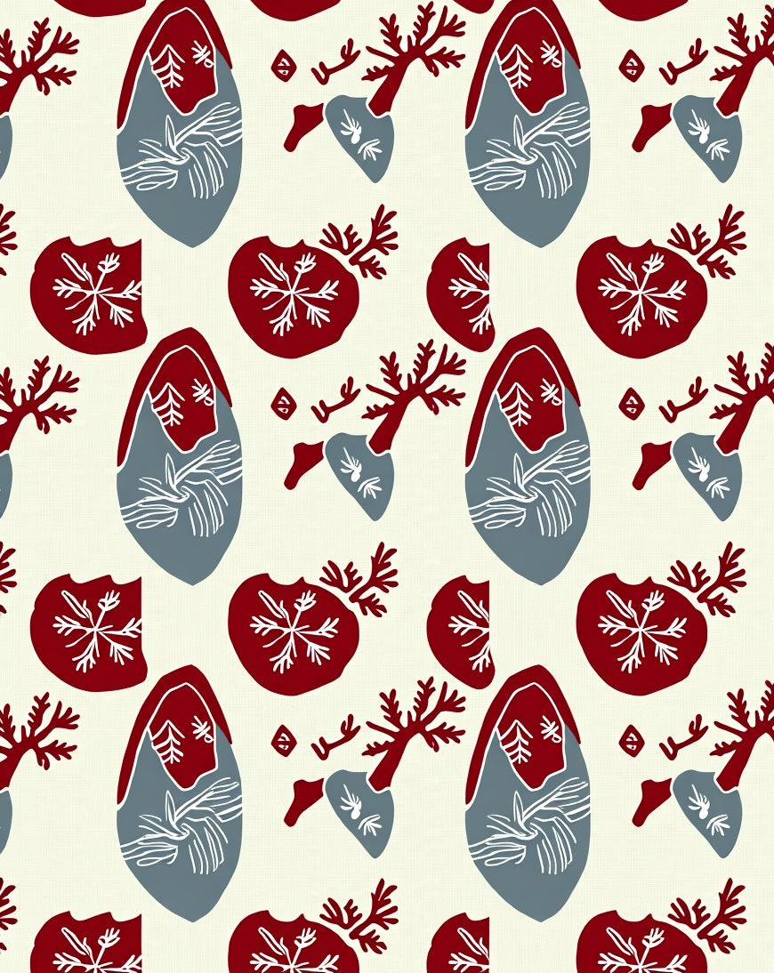 Red Gray Abstract Botanical Bloom Rug