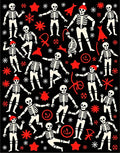 Festive Skeleton Snowflake Stars Black Rug