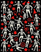 Festive Skeleton Snowflake Stars Black Rug