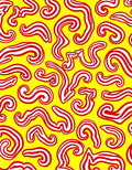 Bold Red Swirls Yellow Rug