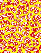 Bold Red Swirls Yellow Rug
