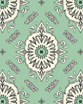 Cream Floral Medallion Mint Green Rug